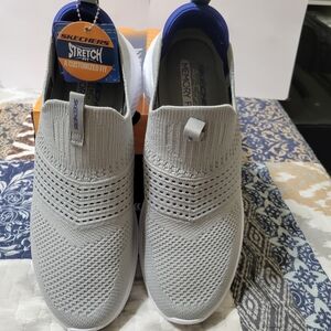 Skechers Men's Gray Knit Slip-On Sneakers